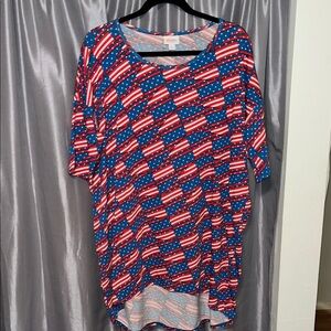 LuLaRoe Red and Blue Flag Pattern Tunic
